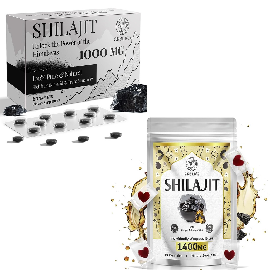 1400 MG Shilajit 60 Gummies s 1000 MG Shilajit Tablety 60 Počet