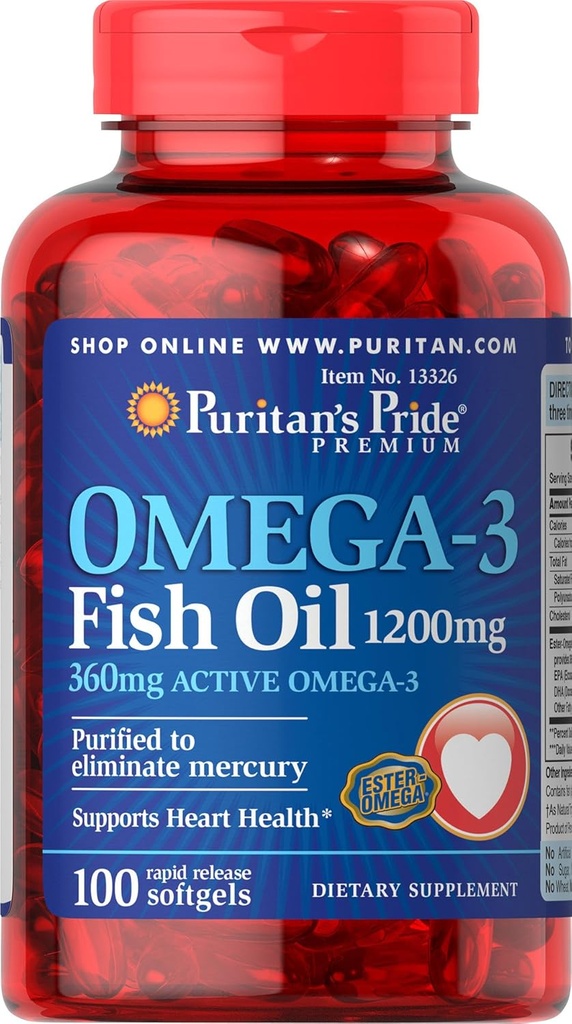 Puritan 's Pride Omega33 Fish Oil 1200 mg (360 mg Active Omega33) - 100 Softgels