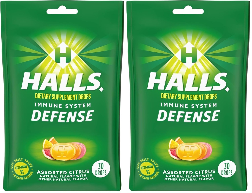 Halls Cough Drops, Assored Citrus, 30-ct (Balení po 2)