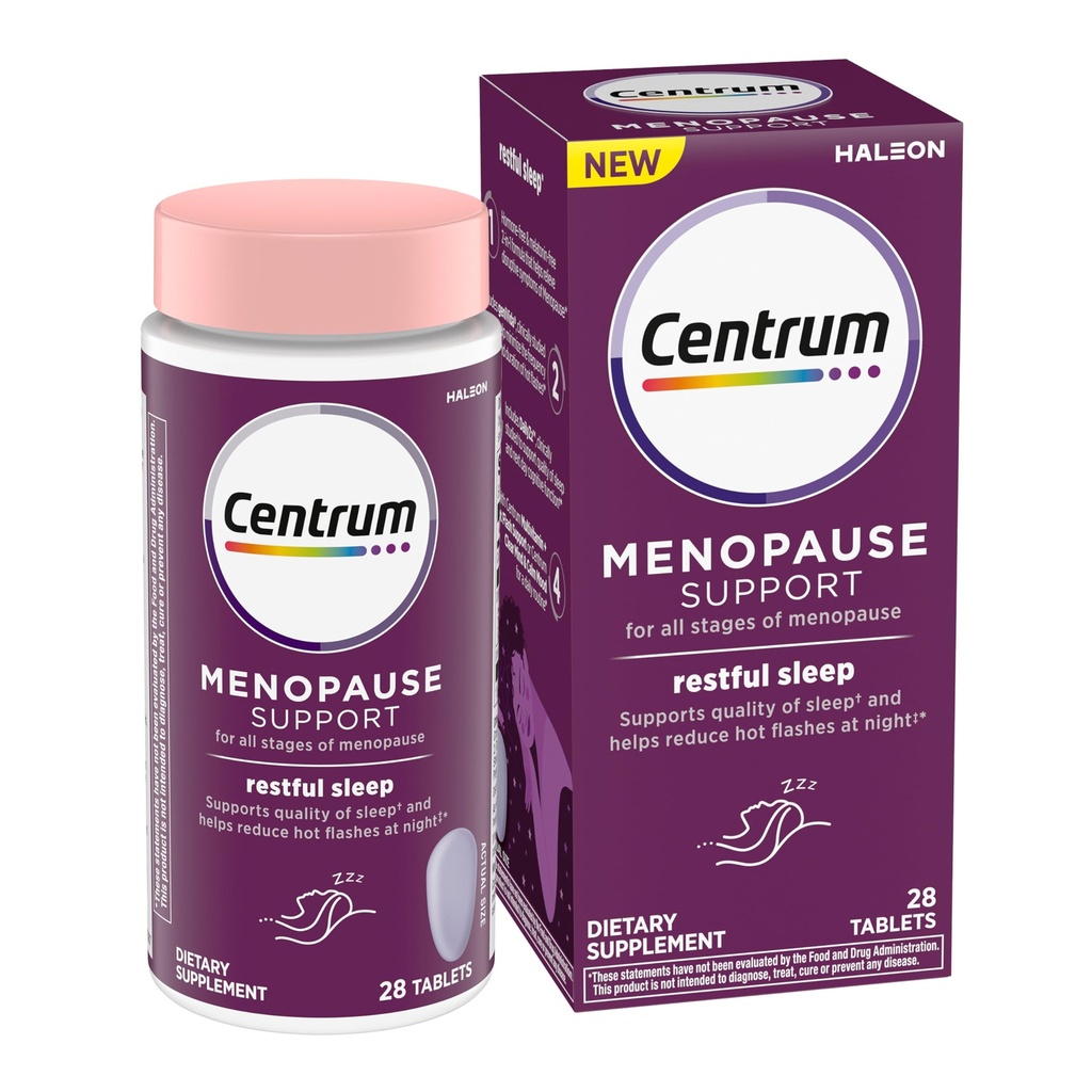 Centrum Restful Sleep Menopauza Support Tablety, Dodatek s Klinicky studoval DailyZz a geniVida, 28 Počet