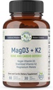 Malate hořčíku + Vegan Vitamin D3 + stabilizovaný vitamin K2, Kompletní podpůrný doplněk pro buněčnou energii, kardiovaskulární, imunitní a metabolické zdraví a kostní sílu, 90 Veggie Caps