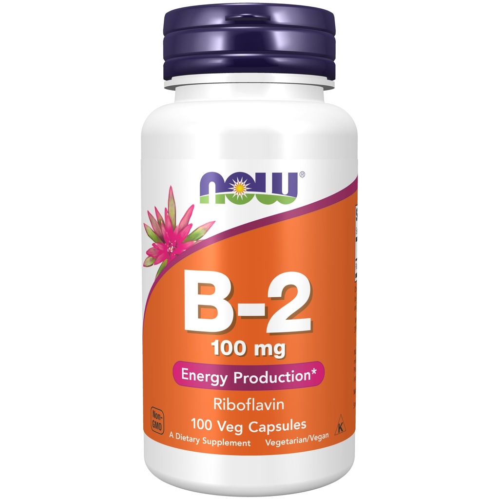 Nyní Potraviny Doplňky, Vitamin B-2 (Riboflavin) 100 mg, Energy Production *, 100 Veg Kapsle