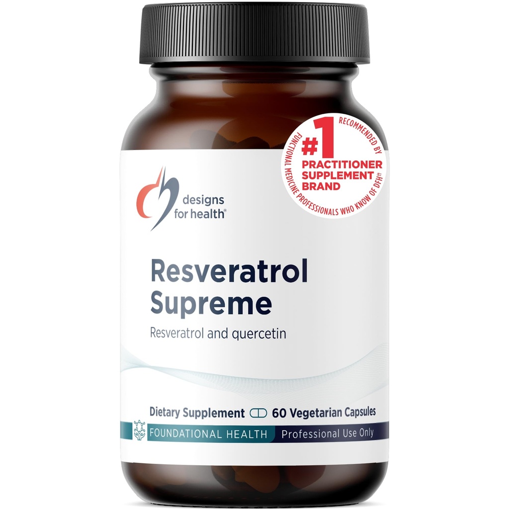 Designs for Health Resveratrol Supreme - Trans Resveratrol from Japanese Knotweed + Quercetin - Health Aging + Cardiovaskulární Supplementary Supplementary Supplementary, Non- GMO (60 Kapsle)