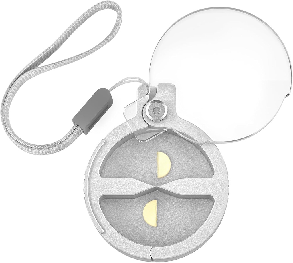 Trvalý Pill Splitter, Precision Dual- Blade Hliníkový Pilový Cutter pro malé a velké pilulky, Kompaktní Pouzdro na Pill s Lanyard pro cestování, Denní použití