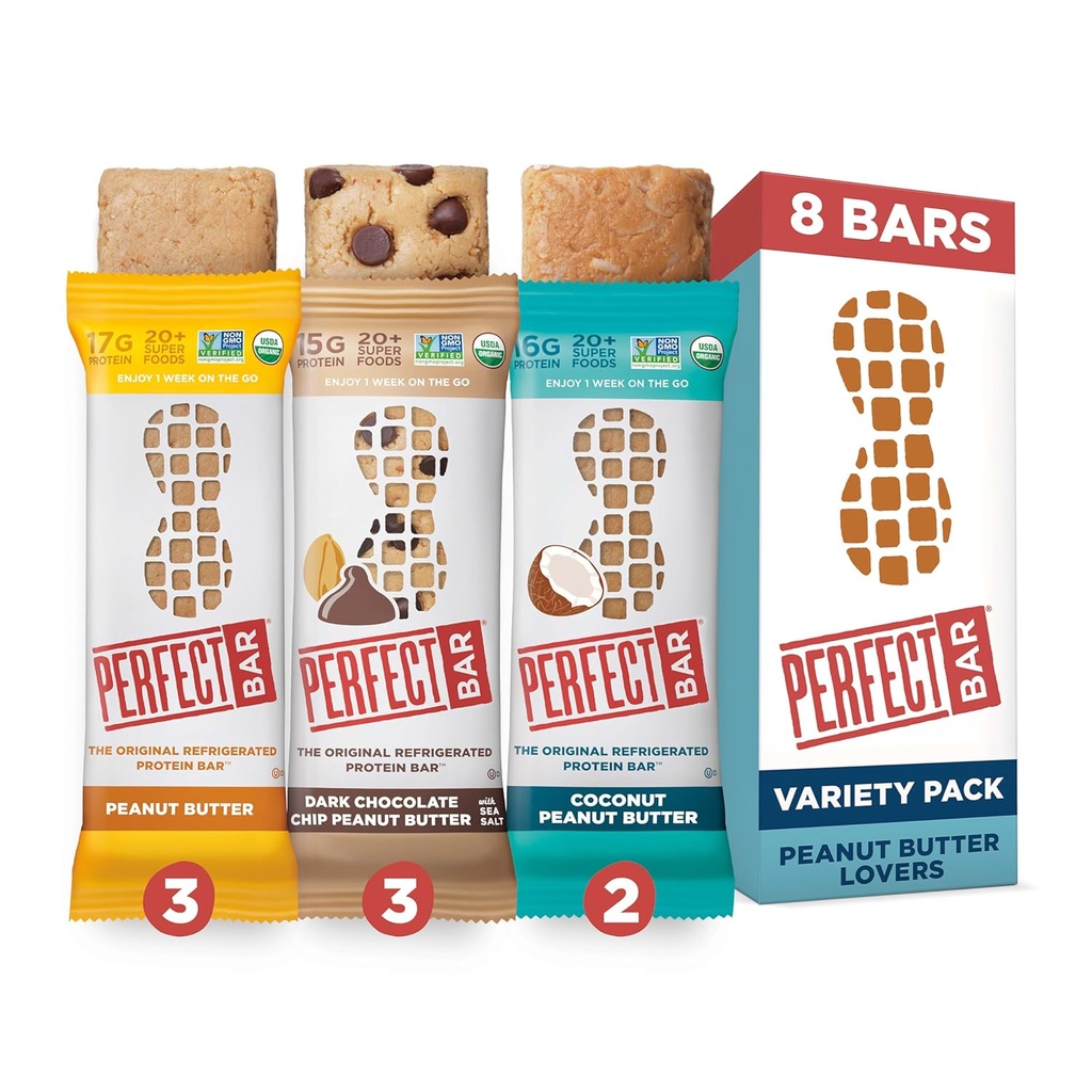 Perfect Bar Původní chlazený protein bar, Peanut Butter Lover 's Variety Bundle, 2.2 - 2.5 Ounce Bar, 8 Počet