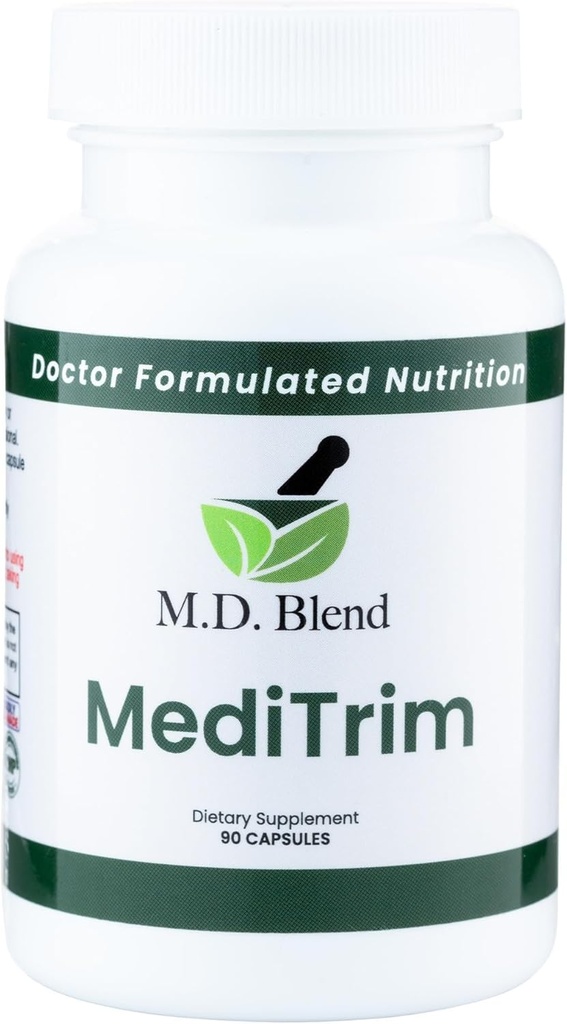 M.D. MediTrim - Expert Complicated Supplement Energy, Satiety, & Physique Cíle - Rovnováha hladkého systému - Green Coffee Bean, Green Tea, Apple Cider ocet, Hibiscus - 90 Kapsle