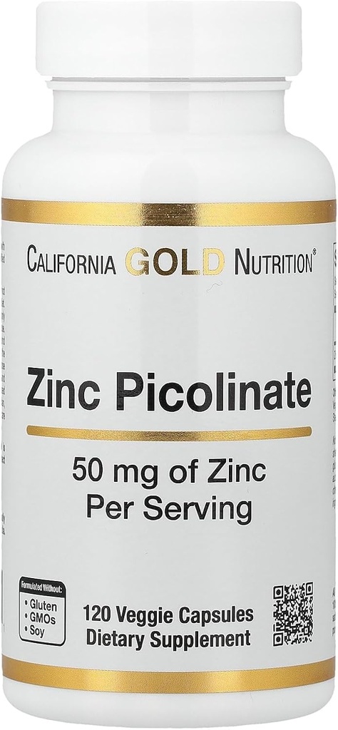 Pikolinát zinečnatý, Biologicky dostupná forma zinku, podporuje imunitní zdraví, 50 mg, 120 Veggie Kapsle