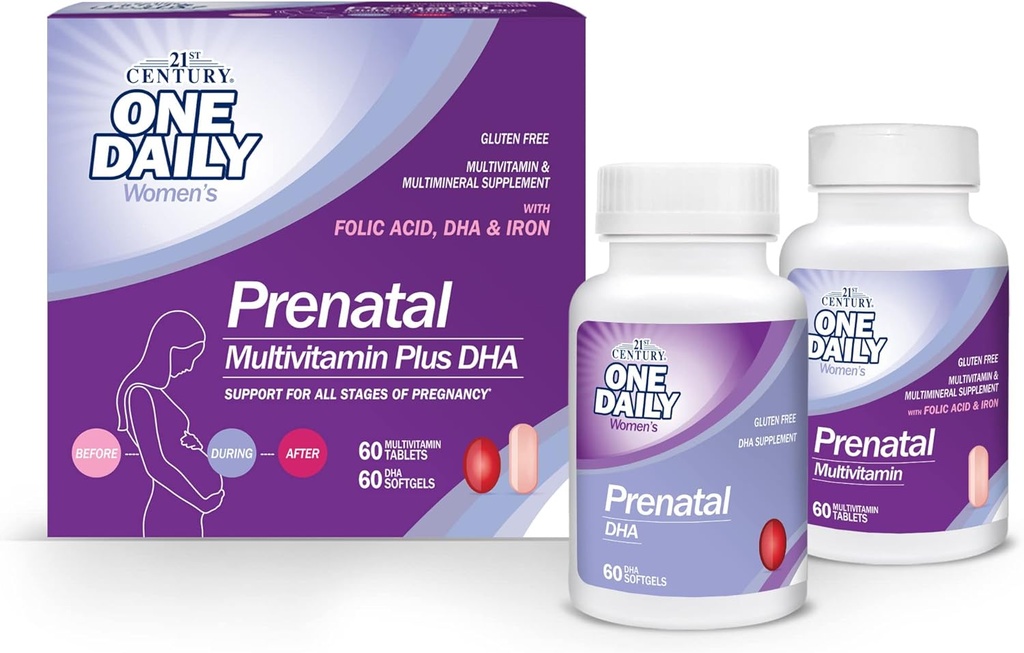 21. století Prenatal s DHA, Tablety a Softgels, 120 Počet