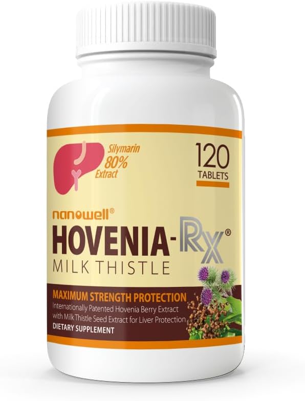 NANOWELL Hovenia- RX Milk Thistle - Příplatek na podporu jater s 80% Silymarin Milk Thistle Seed Extract - 120 tablet, 30 denní dodávka