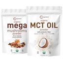 Mikro ingredience Organic Mega Houba Powder 10oz & Organic MCT Oil Powder 1lb Bundle 2 Balení 124; 10 v 1 Houbový komplex 124; C8 MCT Smetana na bázi oleje