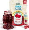 Hydratace + Energy Electrolyte Drink Mix - Hibiscus Agua Fresca Flavor 124; Sugar- Free Powder with Caffeine, L-Theanine, Coconut Water & Minerals 124; 15 Single- Serve Stick Packs, Low Calorie