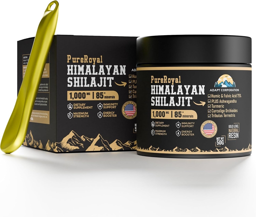Himalayan Shilajit Resin - High Potency, 1100 MG Himalayan Extract, 75% + Fulvic Acid, Energy, Wellness & Imunity Support, 85 + Trace Minerals, Lab Tested, 50g Jar, 46 Servings