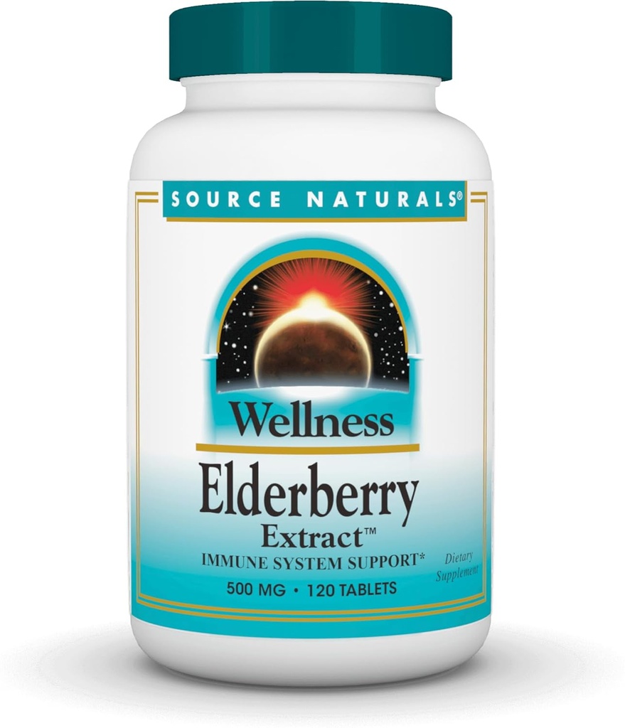 Zdroj Naturals Wellness Elderberry Extract pro podporu imunitního systému * - 500 mg, 120 tablet