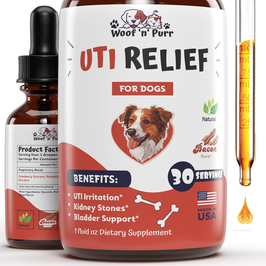 Přírodní pes UTI Léčba - Dog UTI - Dog Urinary Tract Infection Treatment - UTI Dog UTI dodatek - Dog UTI Cranberry - Dog Cranberry Dodatek - 1 fl oz - Slacon Flavor