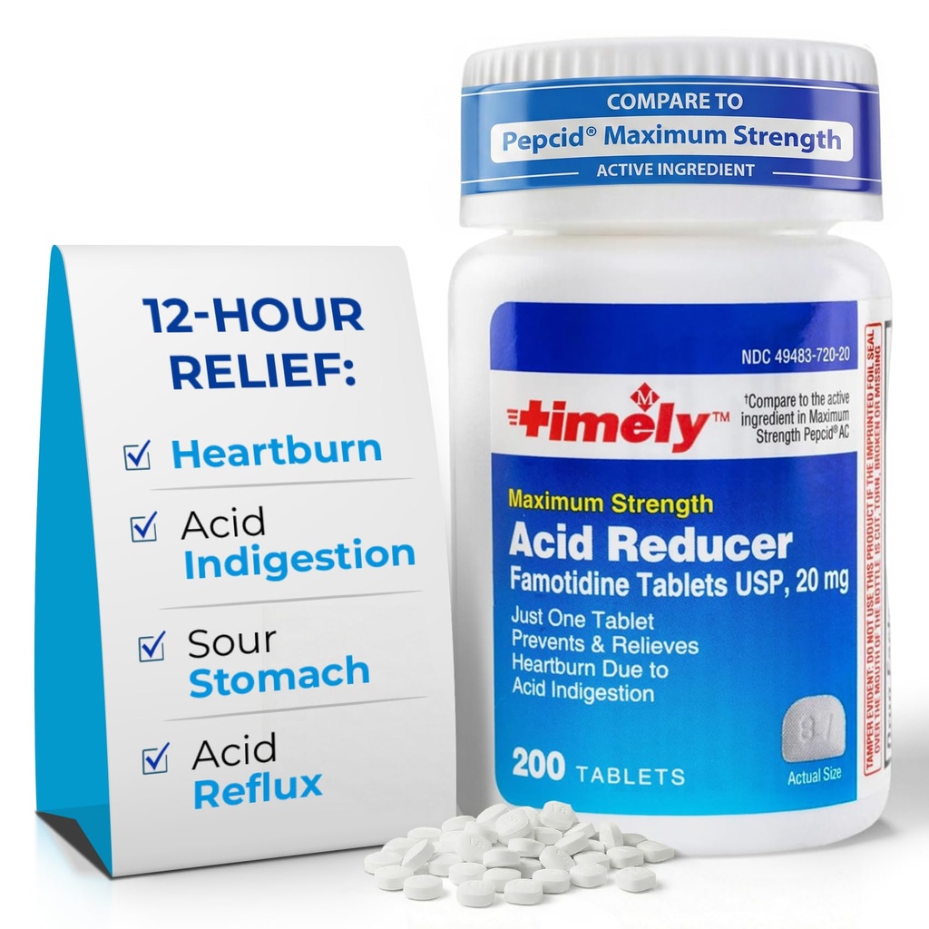 Včasný kyselý reduktor Famotidin 20mg - Anatocid acid reflux Medicine for Heartburn Relief and acid Indigestion Symptoms - 200 tablet