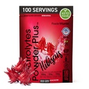 PowderVitamin Electrolytes Powder Plus (100 porcí) Hibiscus Electrolyte Powder Zero Calorie Keto, 0 Cukr, No Maltodextrin, 1000mg draslík, 120mg vápníku, 120mg hořčíku, Hydratační prášek