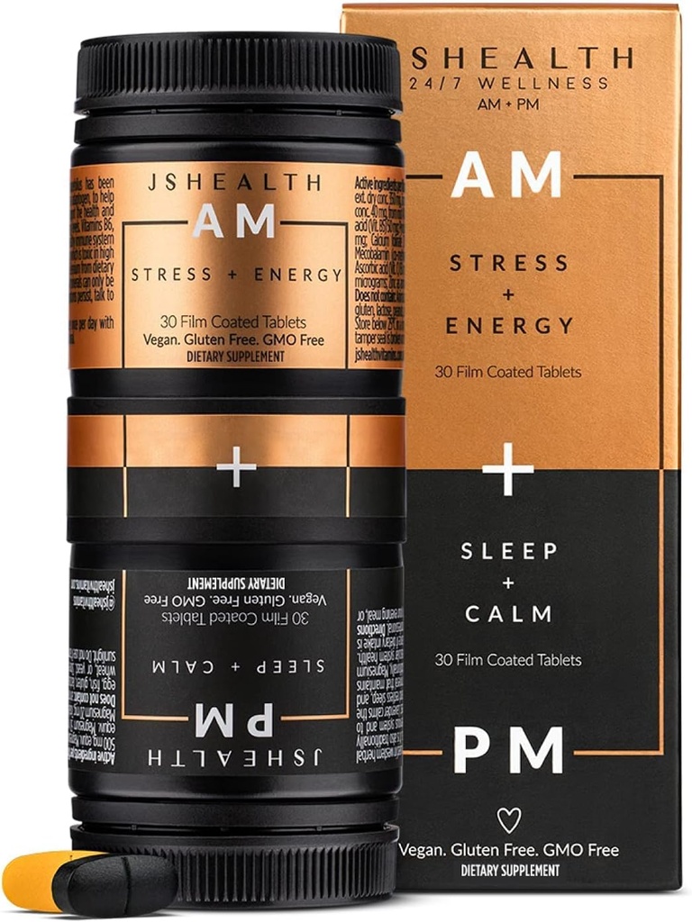 JSHealth Vitamíny, AM + PM Formule 124; Denní Multivitamin pro ženy a muže (60 tablet, 30 denní zásoba)