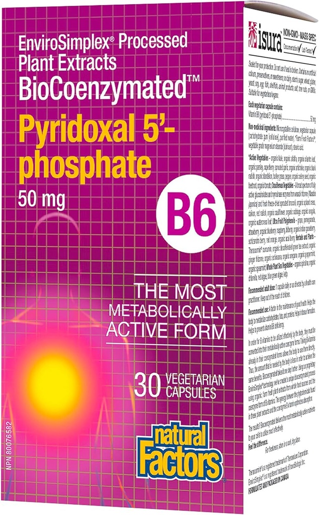 Přírodní faktory BioCoenzymated Pirodoxal 5 '-Fosfát 50mg 30 VCaps