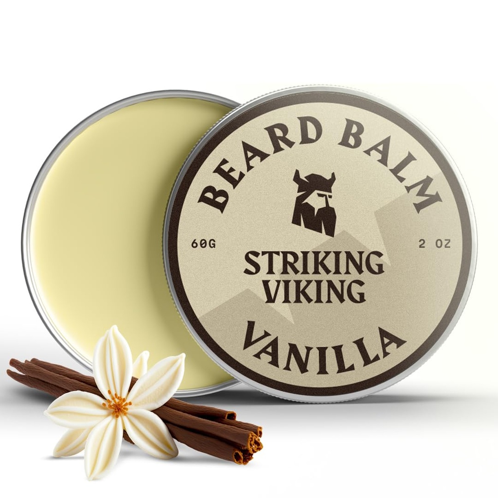 Balzám Viking Beard pro muže - Leave in Beard Conditioner - Styling Balm Vyrobeno s přirozeně odvozeným máslem, Argan & Jojobové oleje (2 Ounce (balení po 1), Vanilla)