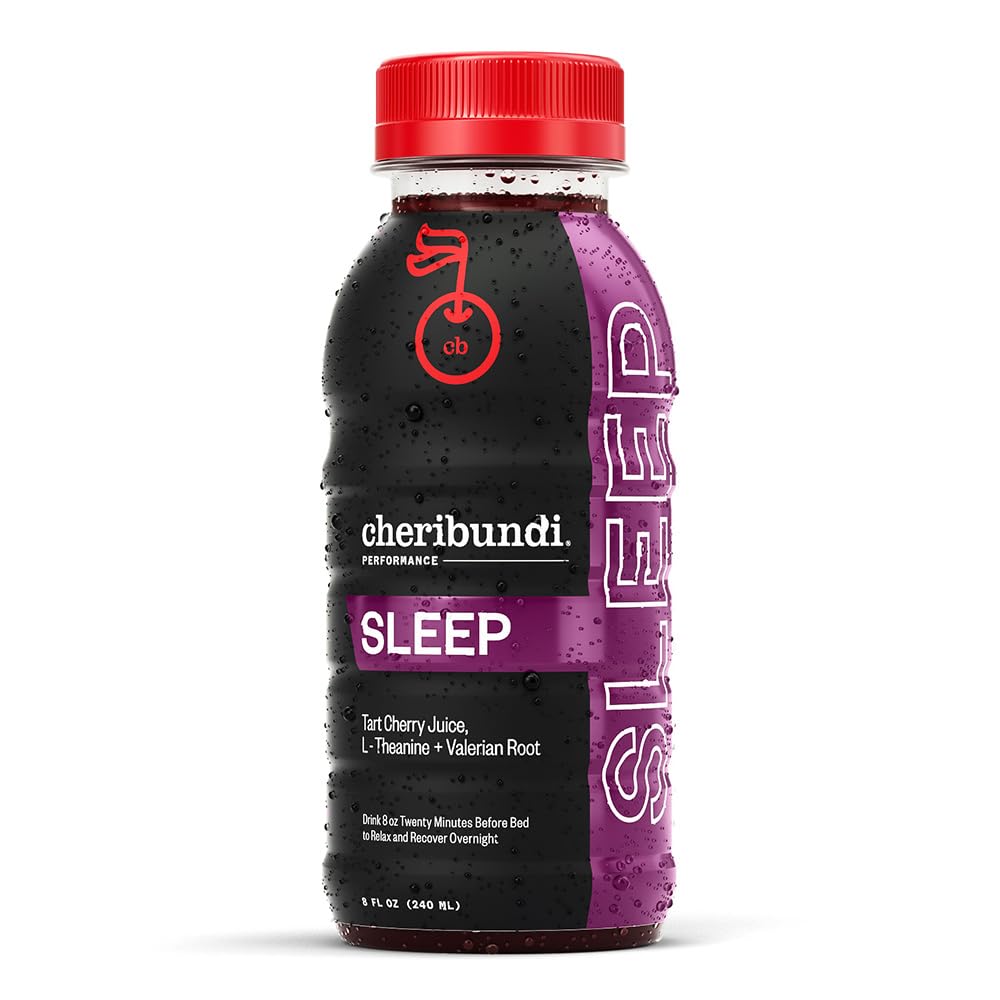 Cheribundi Tart Cherry Juice Sleep 124; Tart Cherry Juice with L- Theanine & Valerian Root Cotto124; Sportes Recovery Drink 124; Promotes Restorative Sleep, Muscle Recovery & Boosts Performance 124; 8 floz (12 Pack)