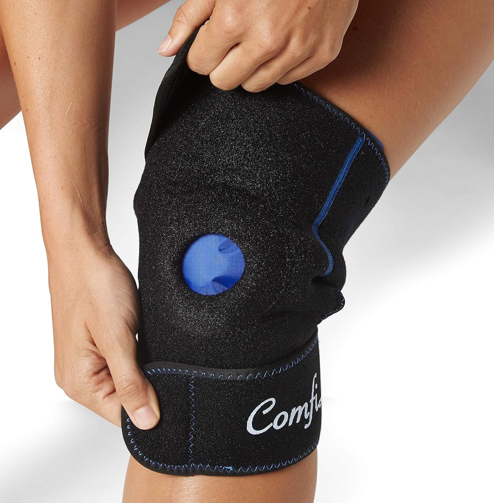 ComfiLife Knee Ice Pack s Wrap opakovaně použitelné Hot & Cold Therapy Gel Pack nastavitelná kompresní podpora pro zranění, bolest, chirurgie, artritida, Meniscus a další