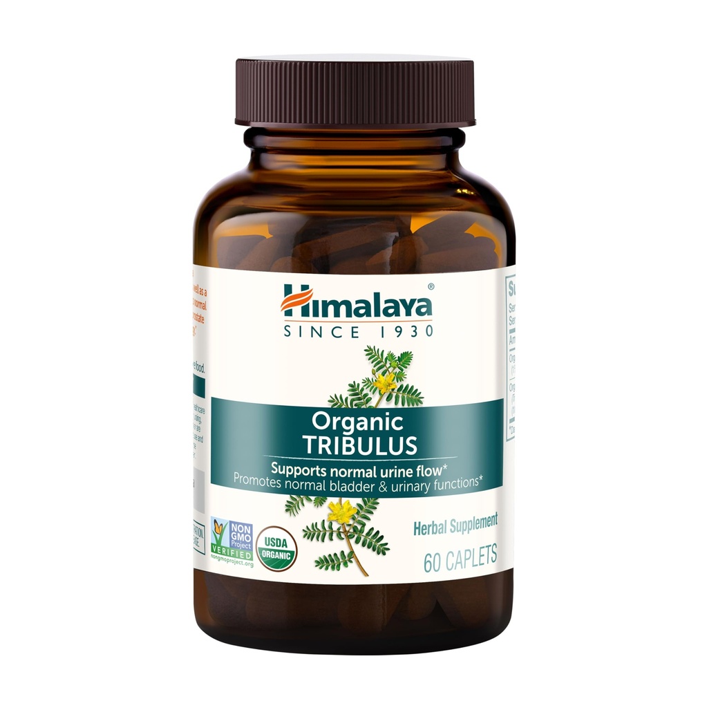 Himalaya Organic Tribulus Terrestris - Bylinný doplněk pro kontrolu močového měchýře, mužské endurance, prostata, a Libido podpora - Vegan, Non- GMO, gluten zdarma, 688 mg, 60 Kaplety