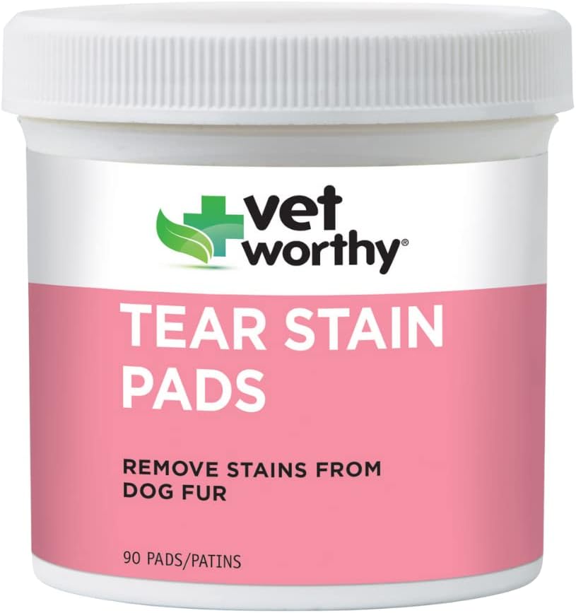 Vet Worthy Tear Stain Pads for Dogs - Solaked Pads - Odstranit Stains from Dogs Fur - Jemné a bezpečné - 90 Pads.