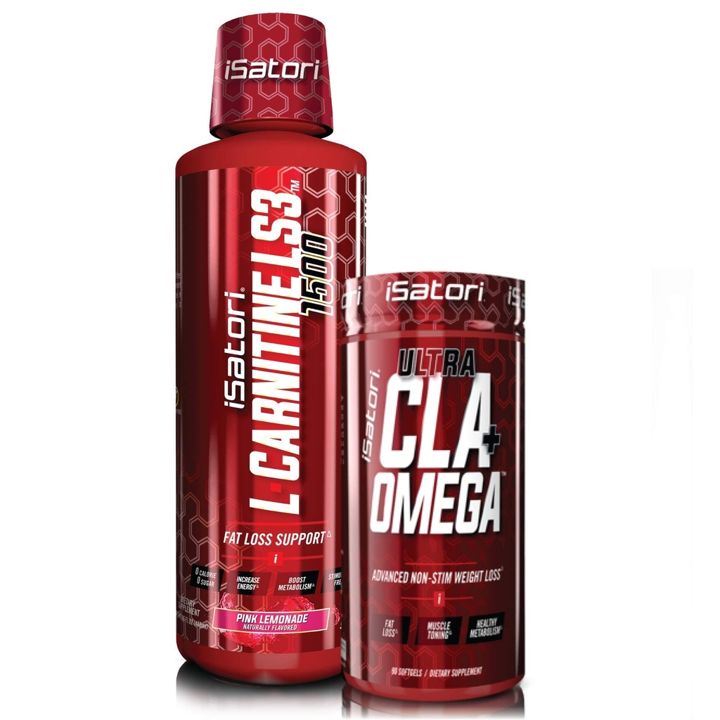 iSatori L- karnitin LS3 Růžová citronáda 1500mg (32 Služeb) & iSatori Ultra CLA (90 Softgels)