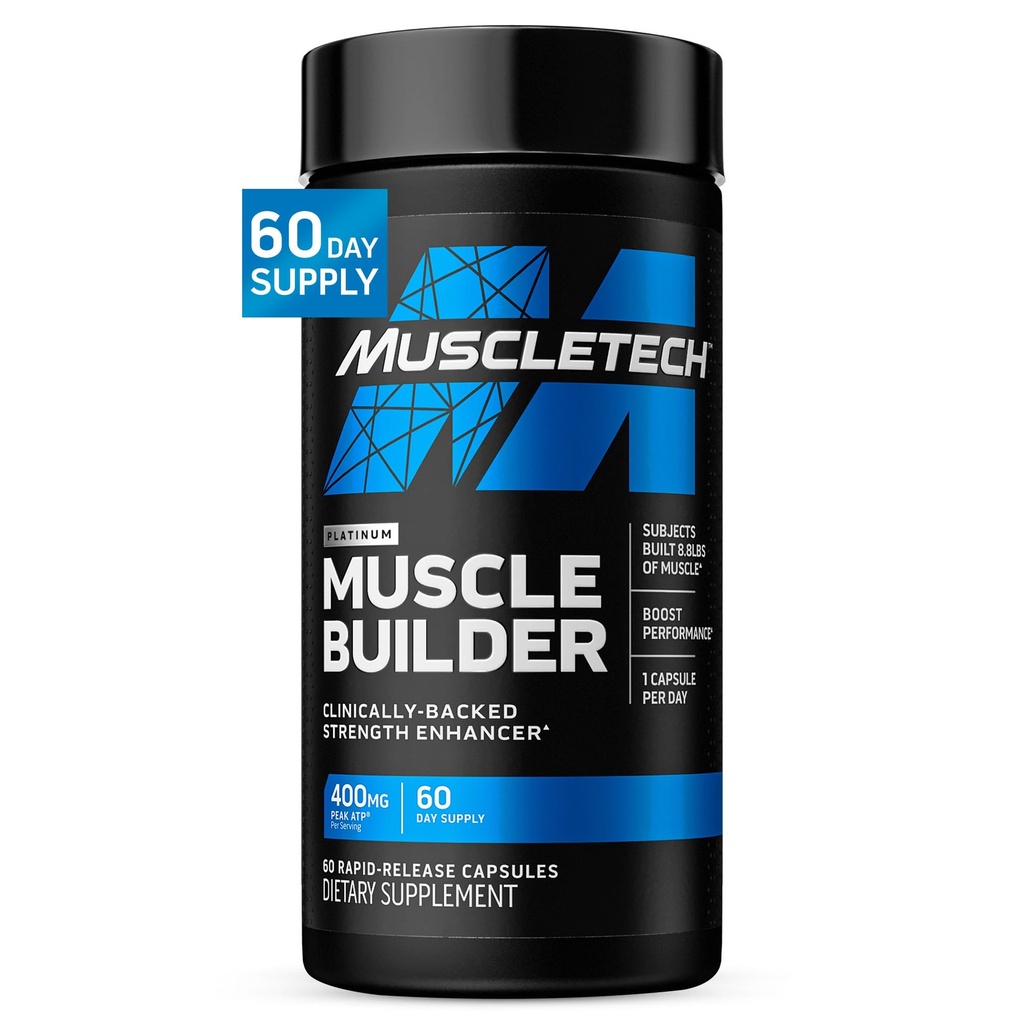 Muscletech Nitric Oxide doplňky pro muže a ženy, budování svalů (60 kapslí) - Nitric Oxide Booster Dodatek podporuje svalové zisk a výkon - 400mg špičkový ATP pro zesílenou sílu
