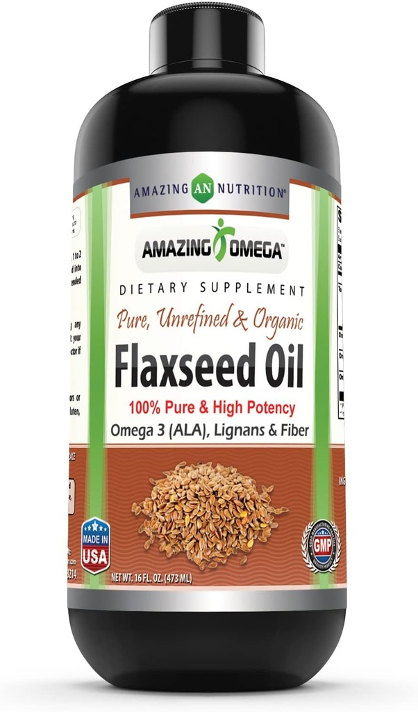 Amazing Omega Flaxseed Oil Appendix 124; Omega 3, Lignans & Fiber Appendix 124; 16 Oz Appendix 124; Non-GMO Appendix 124; Gluten Free Appen124; Made in USA