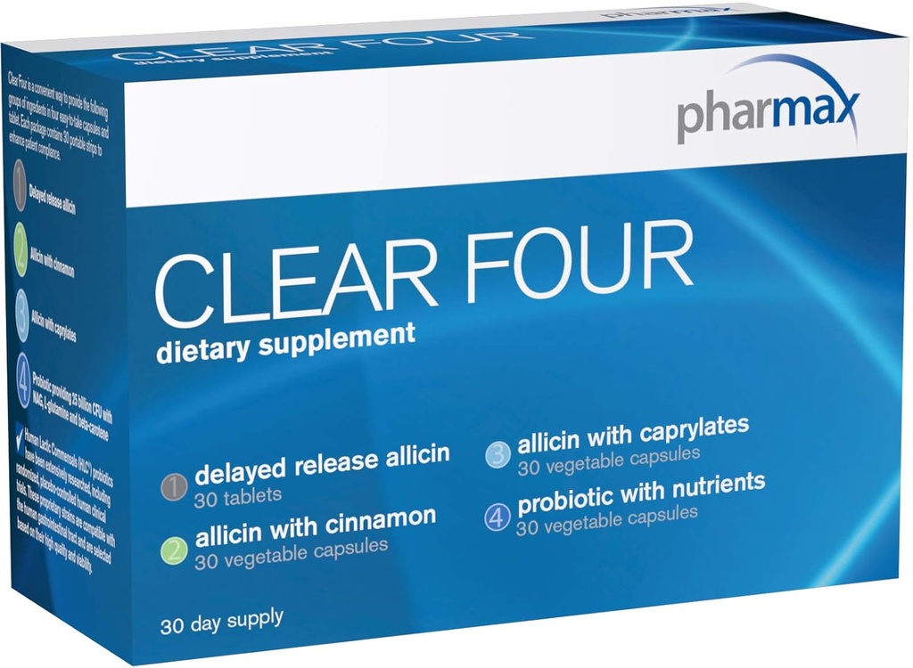 Pharmax Clear Four Four Found 124; Stabilní Probiotika pro podporu Gastrointestinální zdraví 124; 30 denní dodávky