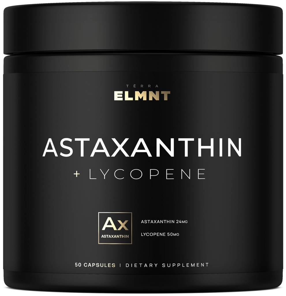 Astaxanthin 24mg + Lycopene 50mg Klinická síla Karotenoidy Kožní dodatek w. 100% přírodní z MicroAlgae - Nejlepší Astaxanthin doplňky pro zdraví a pigmentaci kůže - Astaxantina
