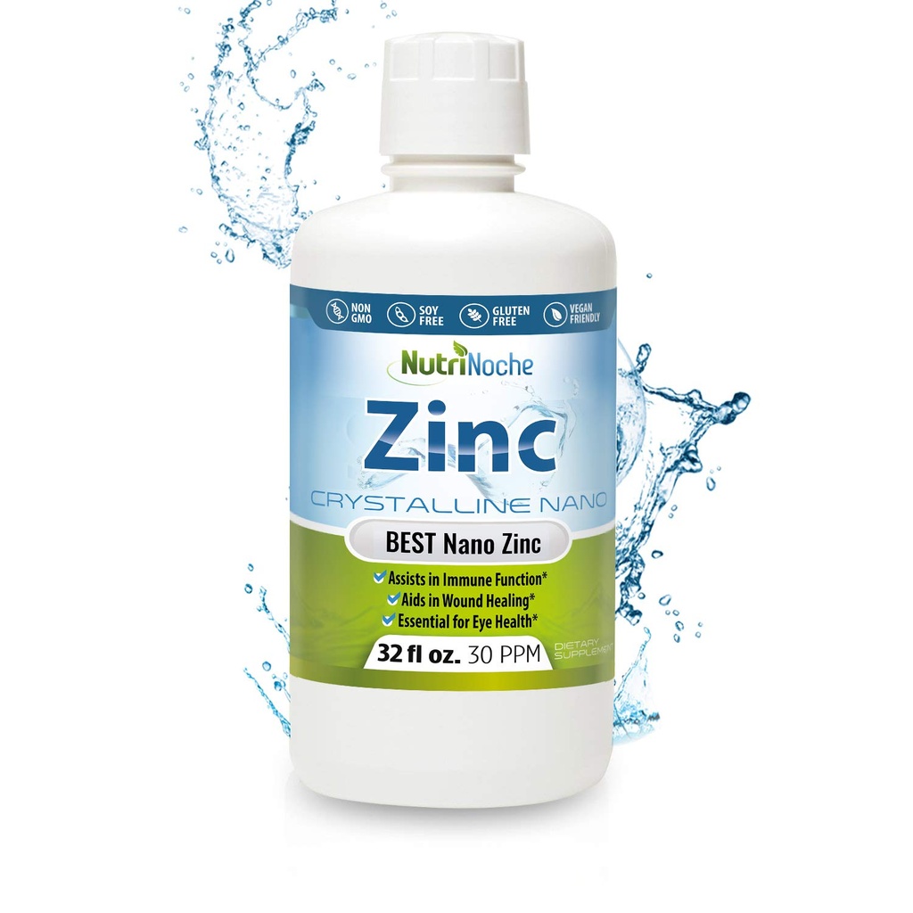 Tekutý zinek dodatek Nutrinoche: Organické kapalné kapky - iontový zinek a pikolinát Alternative - 99,99% Ultra čisté krystaliny Nano částice - pro dospělé a děti - (32 oz)