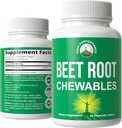 Beet Chews - Great Toasting Beets Chewables Without Add Sugar - Better than Gummies. Obsahuje Organic Beet Root Extract. Vegan, Zero gluten Beetroot Celkem dodatek pro srdce, oběhové, BP