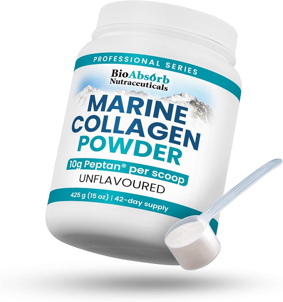 Bio Absorb Marine Collagen Powder, Extra Strength w / Peptan (typ 1 Hydrolyzované kolagen Peptidy), 15 oz, 42- Day Supply