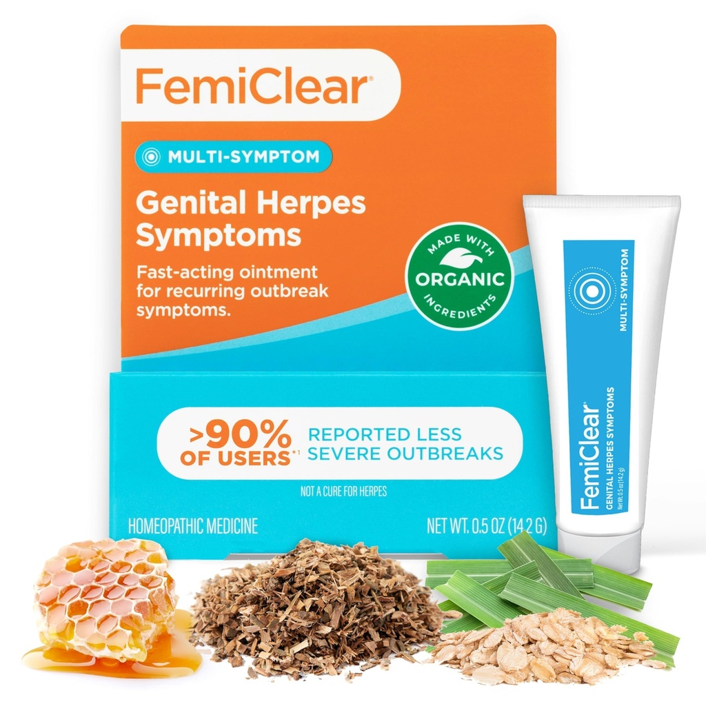 FemiClear pro genitální herpes příznaky & studené vředy, Multi- Symptom - Efektivní intimní úleva - Vyrobeno s All- přírodní a organické ingredience - 0.5 Ounce Tube