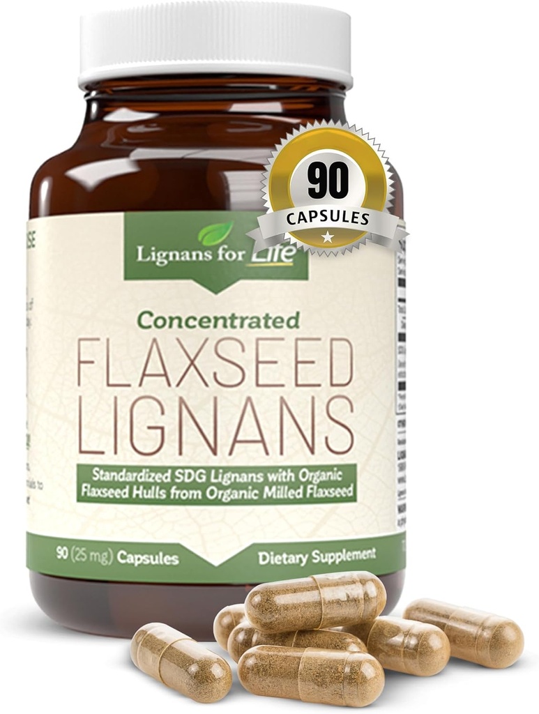 Lignans For Lixseed for Life a SDG - Omega 3 mastné kyseliny, Vláknité antioxidanty - Pomáhá zlepšit lesklý plášť, stravitelné a srdce zdraví, 25 mg, 90 Kapsle, 1 balení