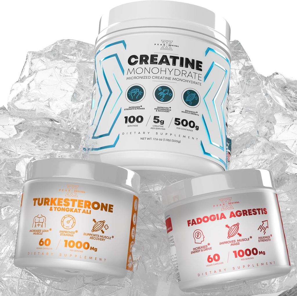 Fadogia Agrestis + Performance Creatine Monohydrát Powder Supplement + Turkesteron & Tongkat Ali Gluten Free, Non- GMO, Vegan (60 Kapsle)