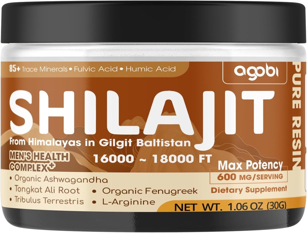 Shilajit Pure Himalayan Organic Resin - 30g Shilajit dodatek s 85 + Stopy Minerály, Fulvic Acid, Ashwagandha Root, Tongkat Ali & More Herbal - Podpora imunity, Energy Production & Brain Health