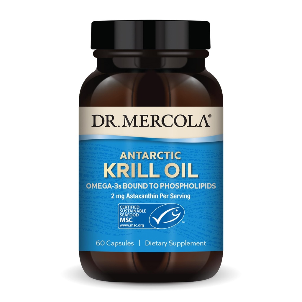 Dr. Mercola Antarktida Krill Oil - 1000 mg - Omega-3 dodatek s EPA & DHA - Podporuje mozek, srdce, společné a imunitní zdraví - GMO-Free, gluten- Free & Soy-Free - 60 Kapsle (30 Služeb)