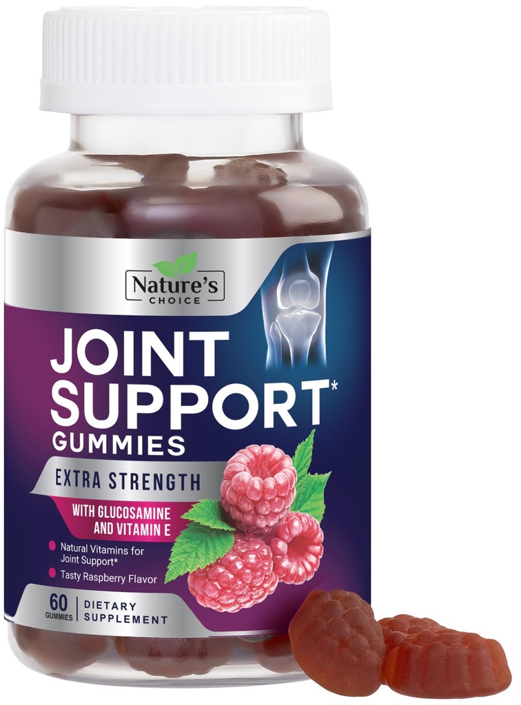 Společná podpora Gummies Extra síla Glucosamine Gummy dodatek s vitamínem E - Přírodní chrupavky a společné zdraví a flexibilita podpora, Nejlepší podpora Glucosamine Chew pro muže a ženy - 60 Gummies