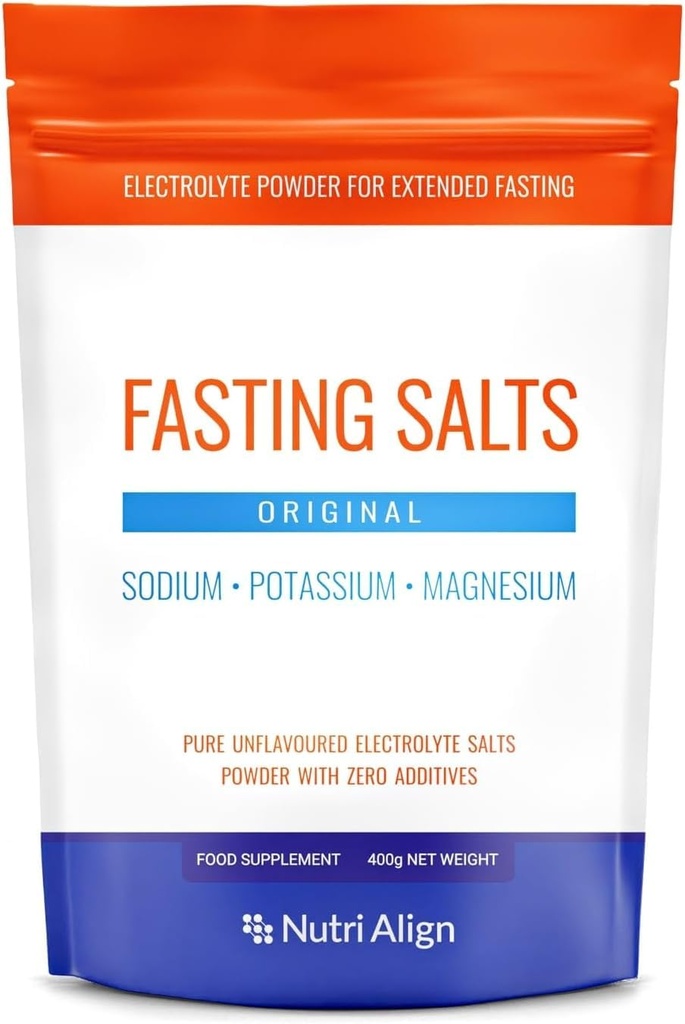 Nutri- Allign Fasting Salts Electrolytes Powder 124; 400g Sodná sůl hořčíku Electrolyty 124; Čisté neochucené elektrolyty pro expandované a intermitentní pěstování 124; Cukr zdarma & Filler zdarma
