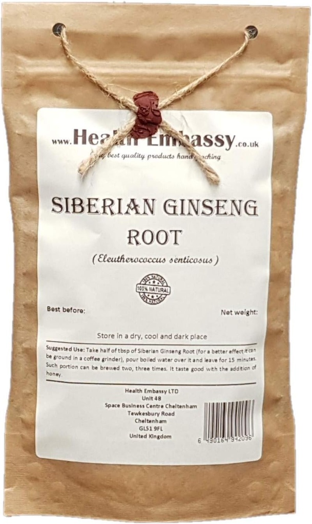 Zdravotní velvyslanectví Sibiřský ženšen Root Cut čaj 124; Eleutherococcus senticsus I124; Bylinný čaj (50g)