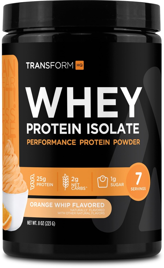 TransformHQ Syrovátkový izolát proteinu (WPI) Orange Whip ochucený 7 Služeb - preformanční protein prášek