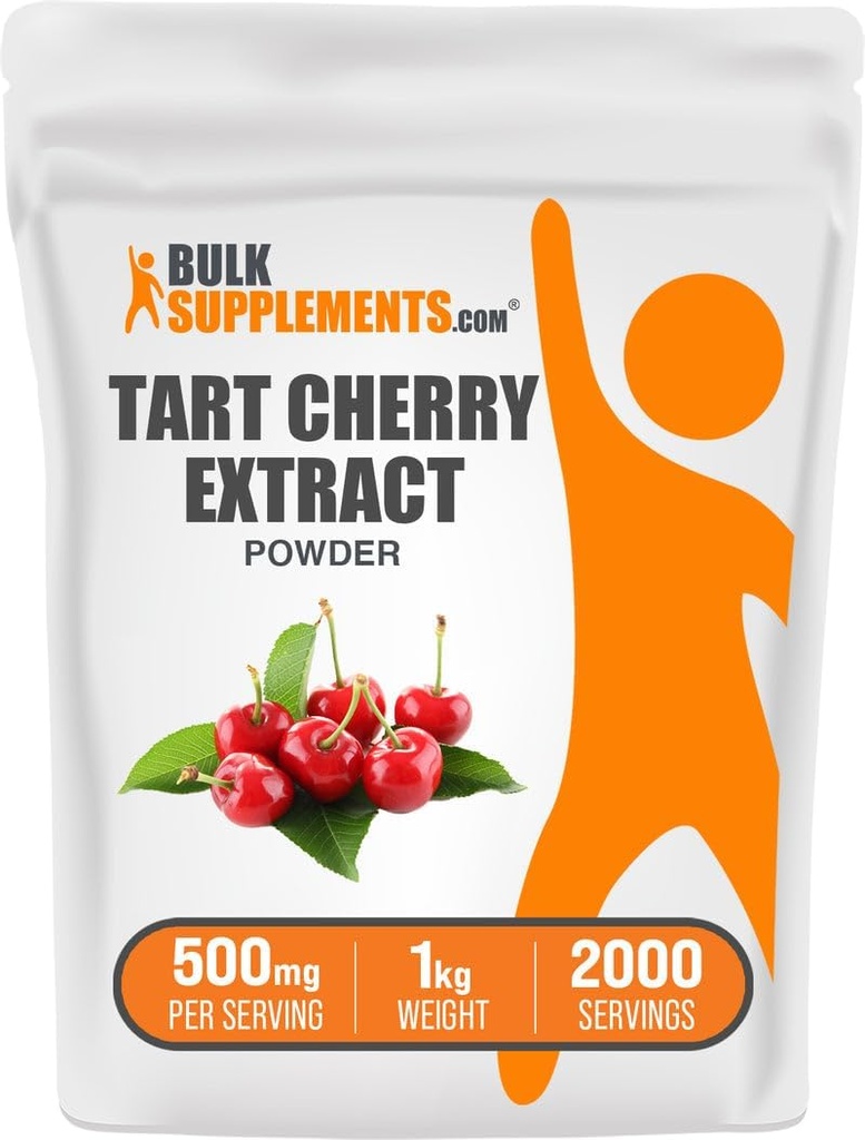 BulkSupplements.com Tart Cherry Extract Powder - Tart Cherry Supplement, Herbal Supplement - Antioxidant Source, Gluten Free, 500mg na Serving, 1kg (2,2 kg) (balení po 1)