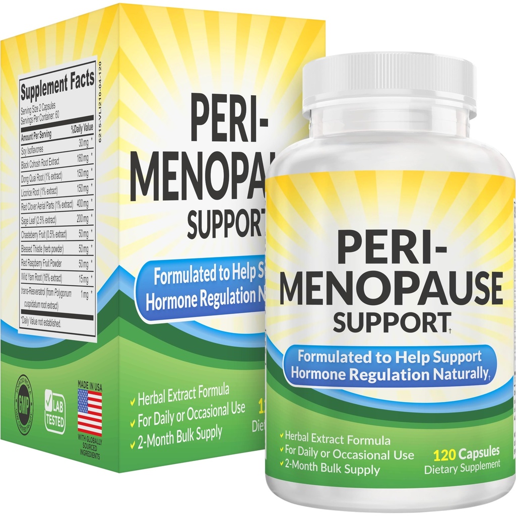 2-měsíc PeriMenopauza Doplňky (All- in-1) Dámské Hormon Podpora 124; Směs 11 Byliny & Extrakty 124; Peri-Menopauza Dodatek pro ženy 124; Žena Hormonální bilance 124; 60- denní zásobování 124; 120 Kapsle