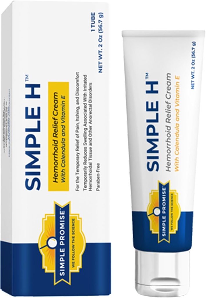 Jednoduchý příslib - Jednoduchý Hemoroid Cream - Gentle Fast- Absorpční Formule s 28 potentní ingredience & Vylepšený dodávací systém - Paraben- Free, Promotes Comfort & Relief, 2 oz