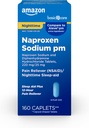 Basic Care All Night Pain Relief PM, Naproxen Sodná sůl, 220 mg / Difenhydramine Hydrochloridum, 25 mg tablety, Pain Reliever / Nighttime Sleep- Aid, 160 Počet