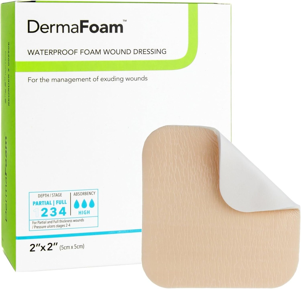 Dermarit Industries Derma Foam Non- Adhesive Foam Dressing, 2x2, 10 Count