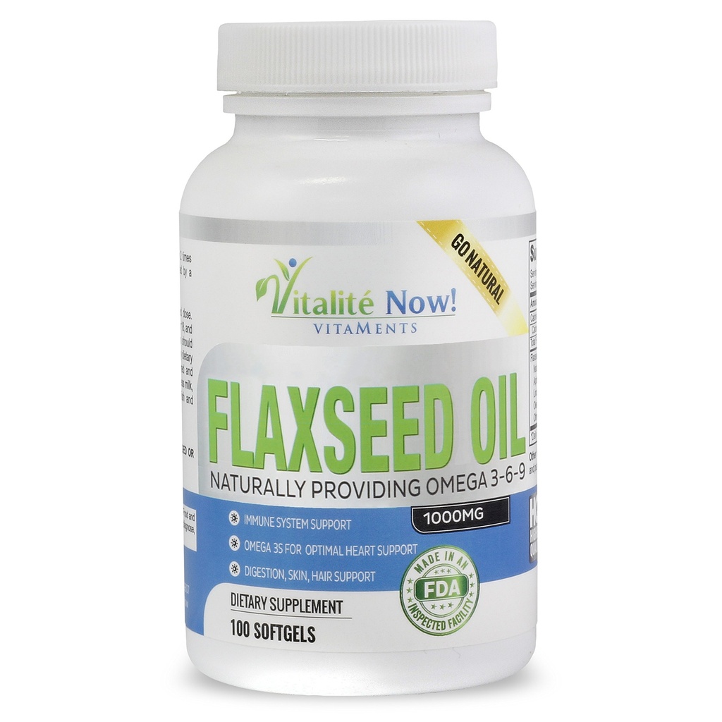 Organic Flaxseed Oil Softgels - 1000mg Premium, Virgin Cold Pressed from Flax Seeds - Vlasy kůže a hřebíky Podpora - Omega 3-6-9 Dodatek - 100 Počet - Více než 3 měsíce dodávky!